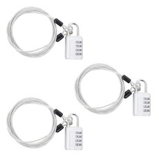 防盜塗層安全繩 1.5m+4位數密碼掛鎖 銀色, 3套