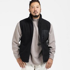 Rugged House 男款刷毛口袋拼色背心