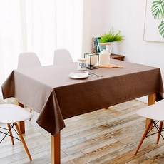 KHOME 亞麻桌布, 咖啡, 12人(130*280cm)