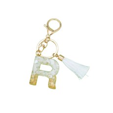 엠제이 이어폰 케이스 휴대폰 줄 알파벳 이니셜 태슬장식 키링, R, 1개