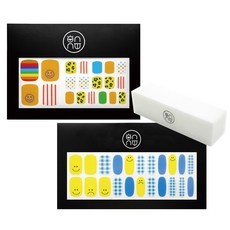 ONNU 네일 푸딩젤 패션왕 페디스티커 + 블루깅엄스마일 네일스티커 + 샌딩버퍼, 혼합색상, 1개