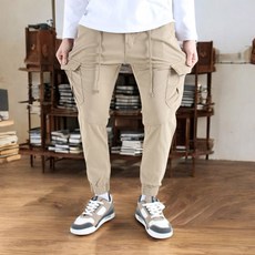 보이투맨 남성용 워싱 스판 밴딩 조거 카고팬츠 NP29