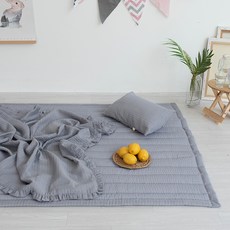 비비엔다 논슬립 밤부 시어서커 사그락 아기 여름이불세트, 그레이 솔리드