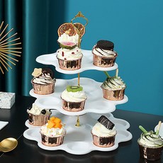 Dometopia 百貨三層點心盤, 1個, 隔層 + 金色