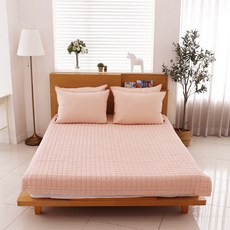 純棉絎縫鬆緊帶床墊 80支棉, 粉色