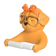 JCP 可愛的動物捲紙巾架狗, 混合顏色, 1個