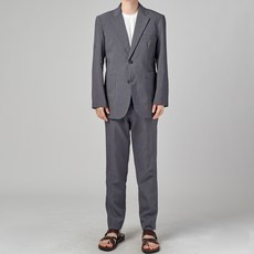 Caponel 男士亞麻日常外口袋雙釦西裝 CU3007