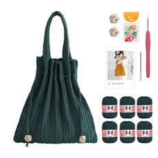 yarna 올리오 단색 플리츠백 뜨개질 DIY 패키지 M 바늘 부자재포함, 729 토파즈, 1세트