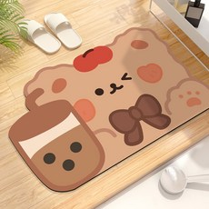 PEONIST 花朵造型腳踏墊, 珍珠奶茶熊, 1個