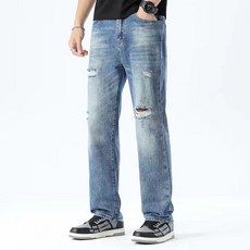 男士高級水洗彈力破損牛仔褲 YXD46