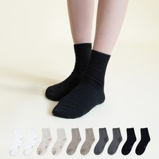 Mysock 女款四季棉質素色中筒襪 10雙