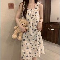 씨오브비 여성용 스위트 슬링 원피스형 빅사이즈 홈웨어 파자마