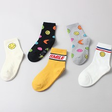 Kids FUTURE 兒童彩色微笑時尚襪5件組