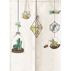 Vinterior 仙人掌插畫雙開式隔間窗簾, 02