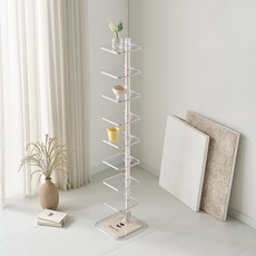 뮤레브 각도 조절 가능한 철제 투명 인테리어 북 화분 타워 선반 30.7 x 30.7 x 145 cm, 아이보리, 8단