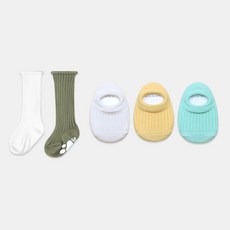 HI BABY CLUB 男童羅紋及膝襪 2雙+羅紋腳踝襪 3雙