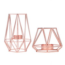 時尚內飾金屬燭台 YT_RC097 大+小2件套, 玫瑰金