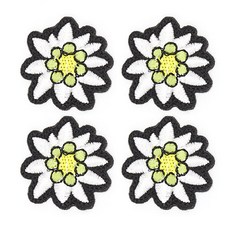 電繡布貼 水仙花, 白色的, 4個