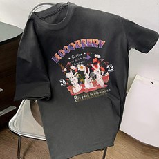 레몬소울 여성용 뭅리 프린팅 반팔 티셔츠