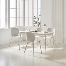루시드퍼니처 세린 4인용 세라믹 식탁 + 의자 4p 세트 방문설치, 샌드베이지+화이트(식탁), 화이트(의자), 일반의자 4