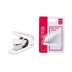 deLi 訂書機 33號針 E0371+迷你1孔打洞器 E0111 隨機出貨, 白色的, 1套