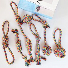 DING DONG PET 寵物彩虹麻花繩結玩具7件組, 1套, 混合色