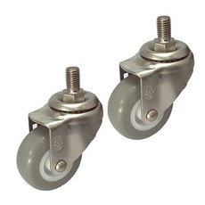 MASTER. S 不鏽鋼腳輪 輕型用 DS 22系列 DS 2230 PUP-BT 7.6cm 不鏽鋼 聚氨酯 (灰色) 螺栓-(BT), 2個