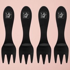 Cookco 304不鏽鋼甜點餐具叉, 黑色, 4個