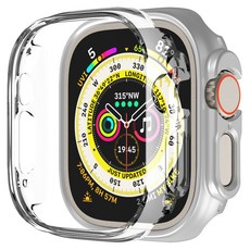 모란카노 슬림 애플워치 울트라 호환 케이스 49mm 2종 세트, 투명, 실버, 1개