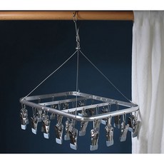 Simile 不鏽鋼夾大容量方形曬衣架, 銀色