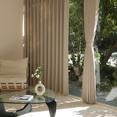 WINDOW DRESS 氣氛塑形遮光窗簾 + 窗簾綁帶套組, 米色