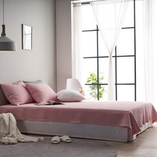 EcoDeco Rosy 60支純棉水洗顏料染色床墊兼棉被, 粉紅色