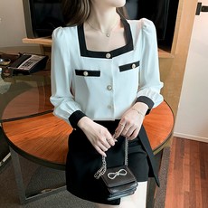 POPLAR NC 方領拼色長袖襯衫