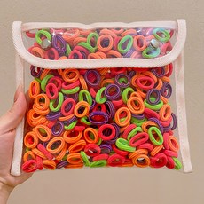 女童迷你柔軟甜甜圈髮圈 彩色條紋200入組