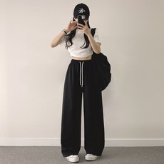 With Huilin 女款刷毛柔滑寬版運動褲