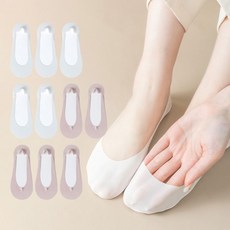 여성용 지앤와이 골지 쿨링 얇은 페이크삭스 덧신 10켤레 세트