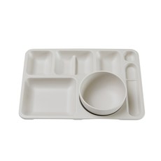 素色餐盤餐具組, 乳灰色, 餐盤+碗