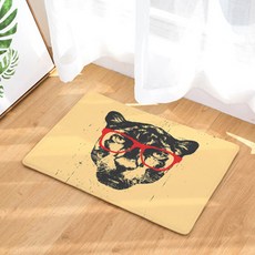 牛角框眼鏡 耳機 動物 插圖 防滑地墊, 11, 1個