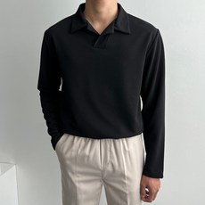 로댄티 남성용 미들 오픈카라 스탠다드 베이직 긴팔티