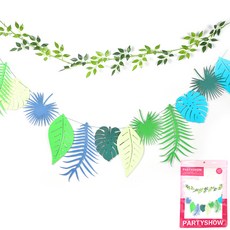 PARTYSHOW 圓葉花環+熱帶樹葉花環 L號, 1組, 混色