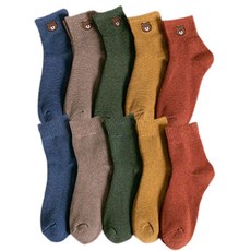 JOY MULTI 孕婦款熊刺繡圖案素色中筒襪 10雙, 1組