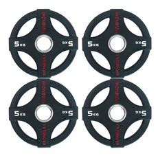아이언불 4그립 바벨원판 5kg, 4개, 블랙
