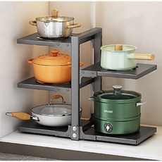 요고모지 주방 후라이팬 정리대, 그레이, 1개, 5단