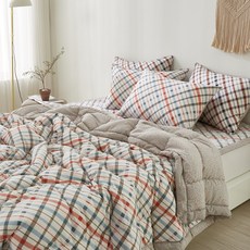 復古格紋薄被, 紅色