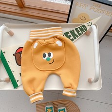 BEBENIZ 孩童小熊造型刷絨縮口長褲