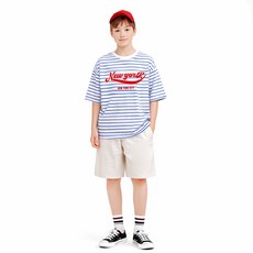 나나주니 라운드넥 NYC 단가라 상의 + 와이드 5부 바지 세트