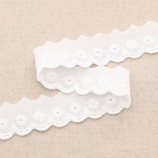 올리브 면 자수 레이스 180cm, 화이트, 2개