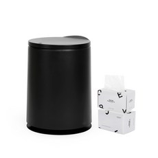 HOME&HOUSE 簡約風格按壓式垃圾桶 10L+垃圾袋 100入, 黑色, 1個