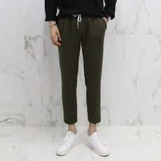 아도르클래식 남성용 핀턱 9부 스판 밴딩 슬랙스