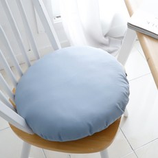 CASA VERDE 11支亞麻日常氛圍素色圓形坐墊, 藍色